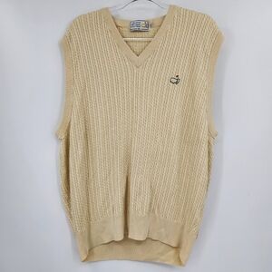 Augusta National Golf Shop Knit Vest 100% Silk Yellow Mens Size XL Embroidered